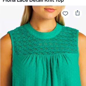 Floral Lace Detail Knit Top - Green